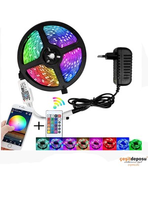 Led Strip Pr2835 Rgb Kumandalı Serit Renkli