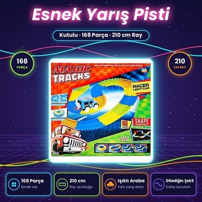 Kutulu 8020 Magic Tracks 168pcs Araba ve Parkur