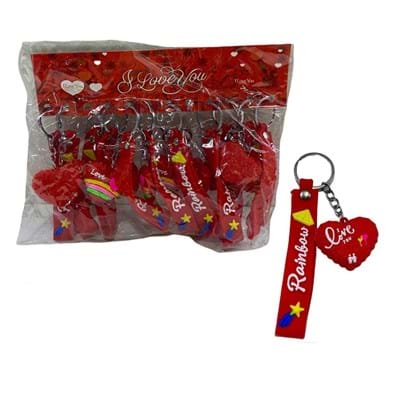 Anahtarlık Silikon Saplı Kalpli 12li