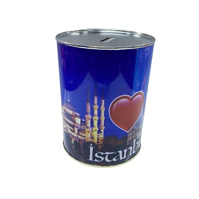 Kumbara Teneke Silindir Büyük Boy Baskılı