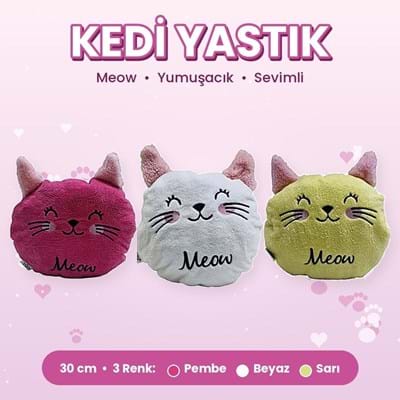 Peluş 7373 Meav Kedi Yastık 30cm