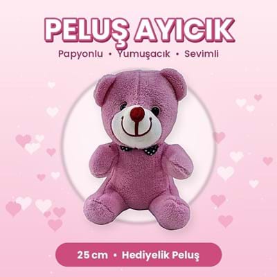 Peluş 25cm Ayı Papyonlu Renkli