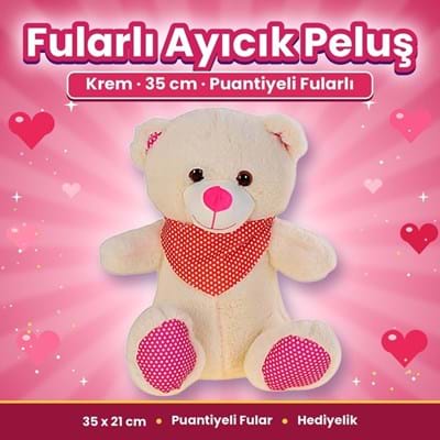 Pufu 04058 Peluş 35cm Fularlı Ayıcık