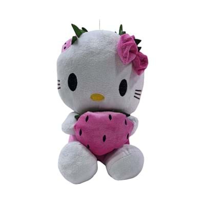 Peluş 30cm Çilekli Tokalı Sevimli Kedi