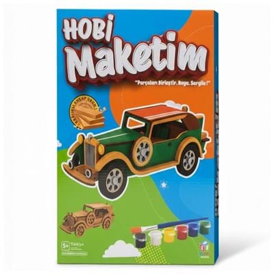 Hobi Hedmak04 Ahşap Klasik Araba Boyama Seti