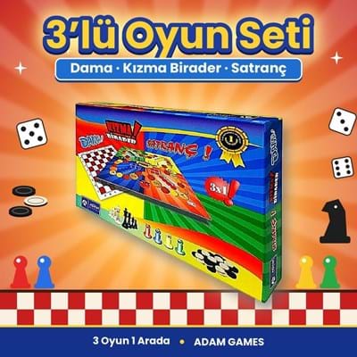 Kutulu Dama Kızma Birader Satranç 3lü Oyun