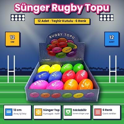 Kutuda 3421 Rugby Topu 12cm 12li